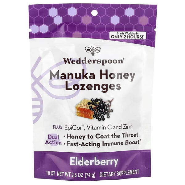 Manuka Honey Lozenges, Elderberry, 2.6 oz (74 g)