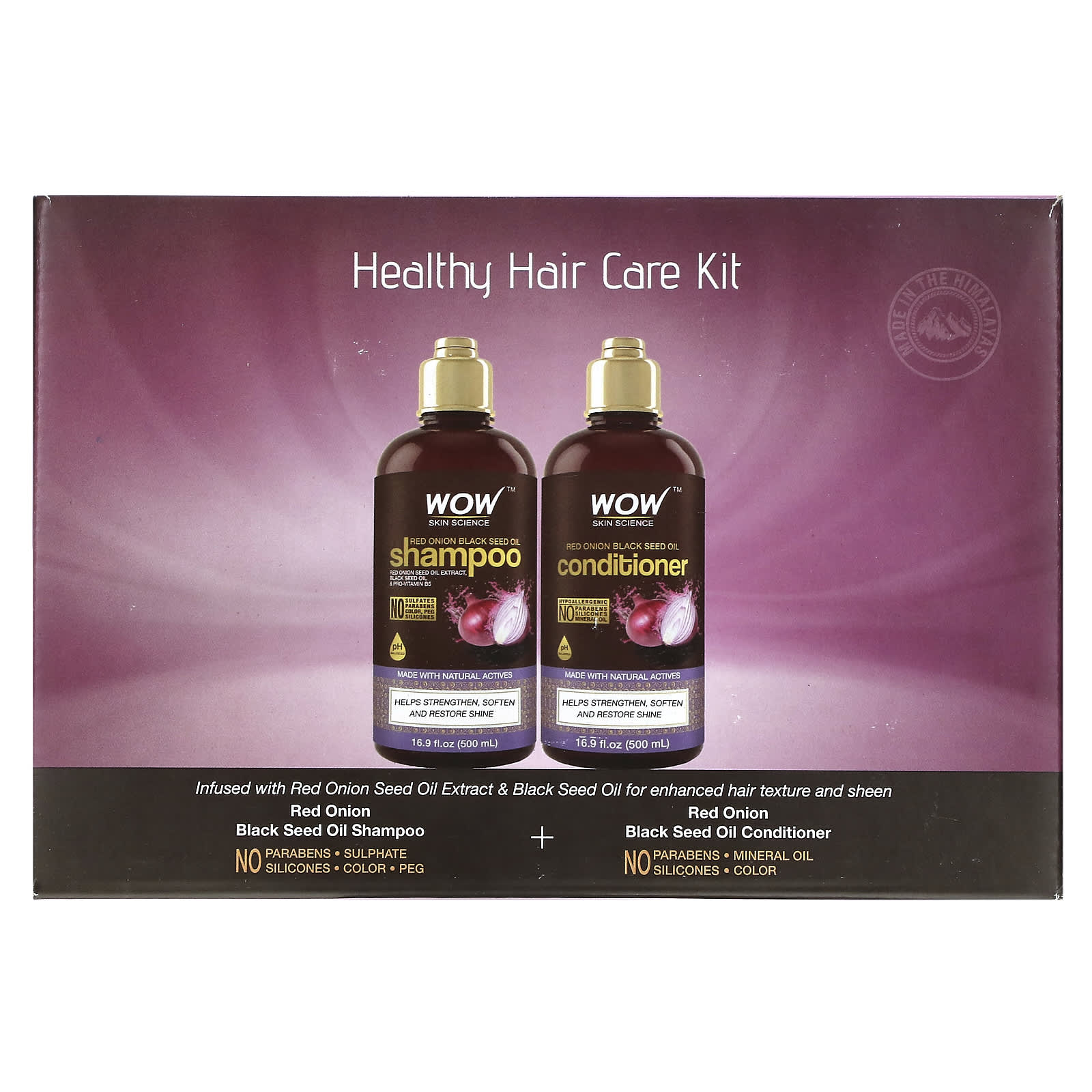 Wow Skin Science, Red Onion Black Seed Oil Shampoo + Hair Conditioner, 2  Piece Kit