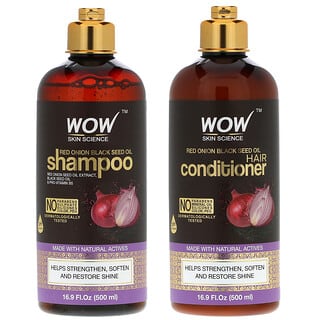 Wow Skin Science, Shampoo + Condicionador com Óleo de Cebola Roxa e Cominho Preto, Kit com 2 Unidades