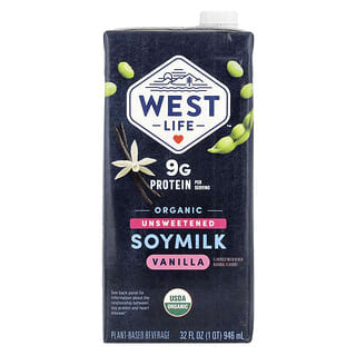 West Life, Organic Soya Milk, Unsweetened, Vanilla, 946 ml (32 fl oz)