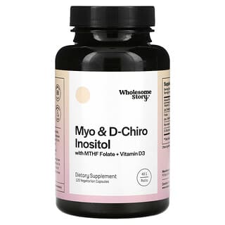 Wholesome Story, Myo & D-Chiro Inositol avec folate MTHF + vitamine D3, 120 capsules végétariennes