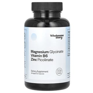 Wholesome Story, Magnesium Glycinate, Vitamin B6, Zinc Picolinate, 60 Vegetarian Capsules