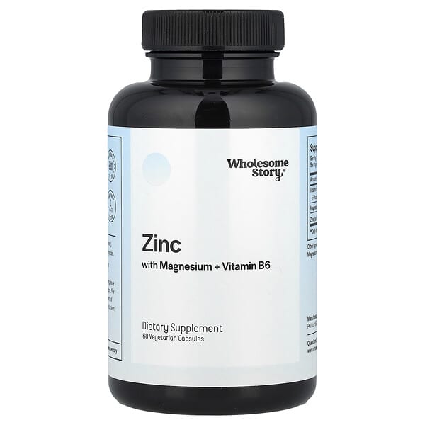 Zinc With Magnesium + Vitamin B6, 60 Vegetarian Capsules