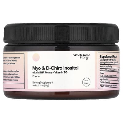 Wholesome Story, Myo & D-Chiro-Inositol with MTHF Folic Acid + Vitamin D3 Powder, 2.17 oz (61.5 g)