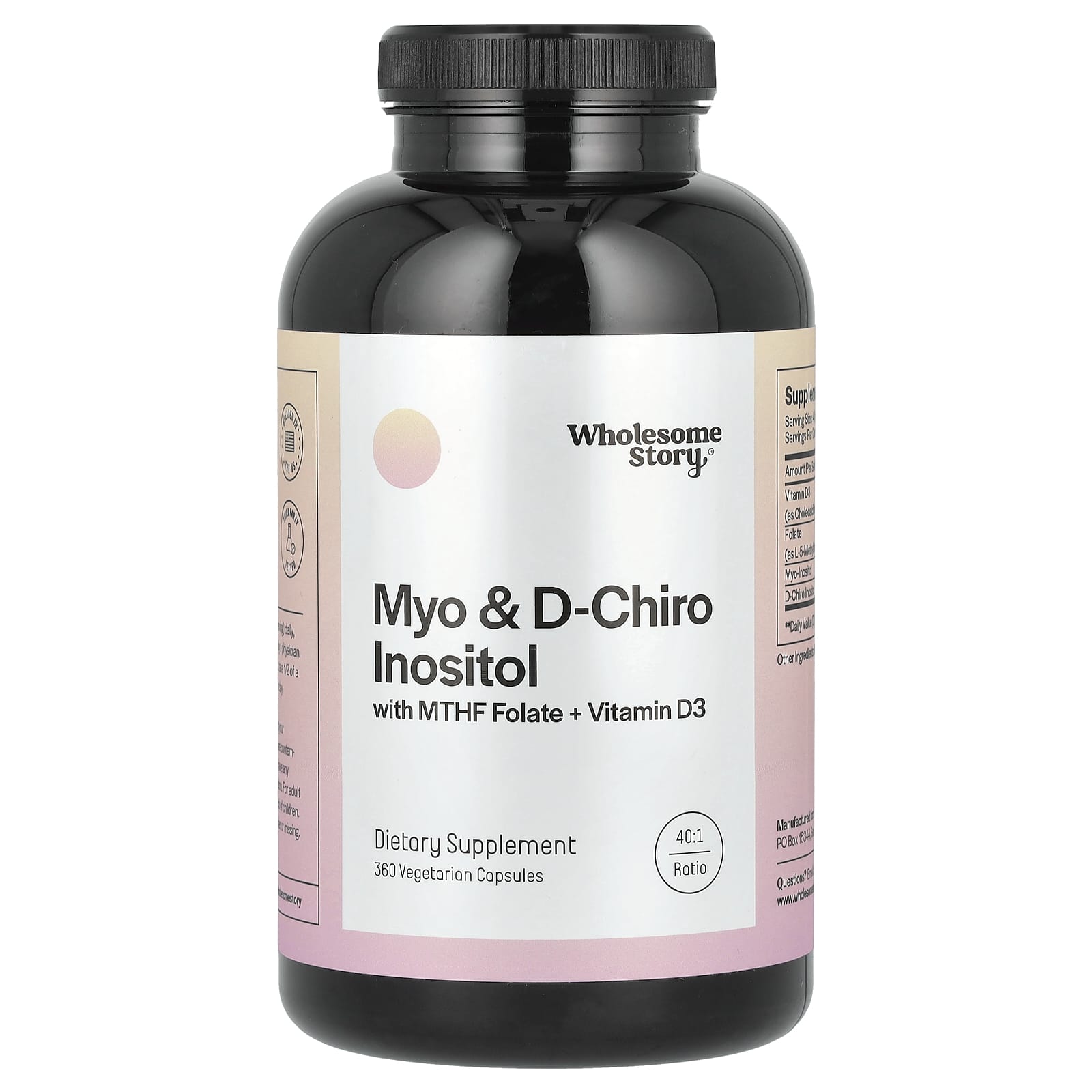 Wholesome Story, Myo & D-Chiro Inositol with MTHF Folate + Vitamin D3 ...