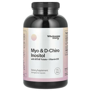 Wholesome Story, Myo & D-Chiro Inositol with MTHF Folate + Vitamin D3, 360 Vegetarian Capsules