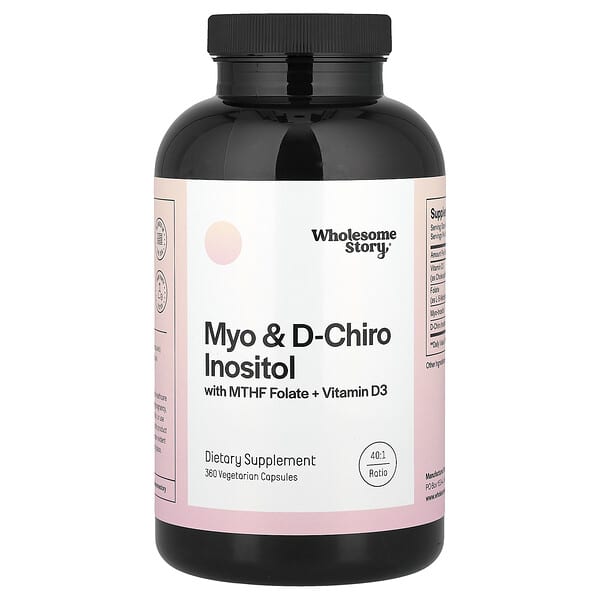 Wholesome Story, Myo 和 D-手性肌醇，含 MTHF 葉酸 + 維生素 D3，360 粒素食膠囊