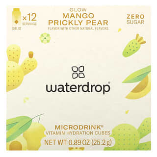 Waterdrop, Microdrink，管狀包裝維生素補水配方，亮澤，芒果仙人掌味，12 塊，0.89 盎司（25.2 克）
