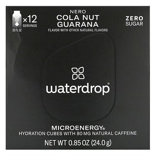 Waterdrop, Microenergy, Nero, Noix de cola, Guarana, 12 cubes, 24 g