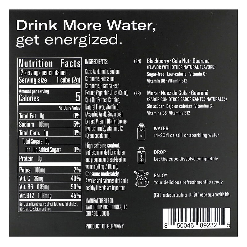 waterdrop Microdrink COLA NO Calories Powdered Drink - 6.24 Ounces