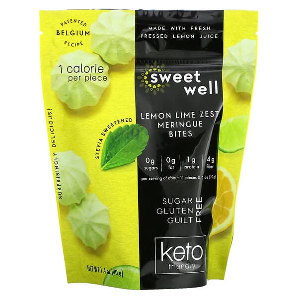 Sweetwell, Keto Bites, Meringue au zeste de citron vert, 40 g
