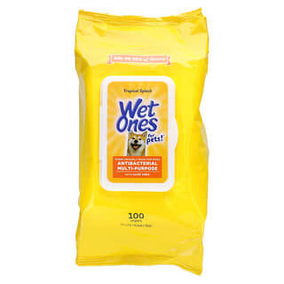 Wet Ones, For Pets!, Antibacterial Multi-Purpose Wipes, antibakterielle Mehrzwecktücher, für Hunde, „Tropical Splash“, 100 Tücher
