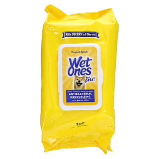 Wet Ones, Salviette deodoranti antibatteriche con bicarbonato di sodio, per cani, spruzzi tropicali, 100 salviette