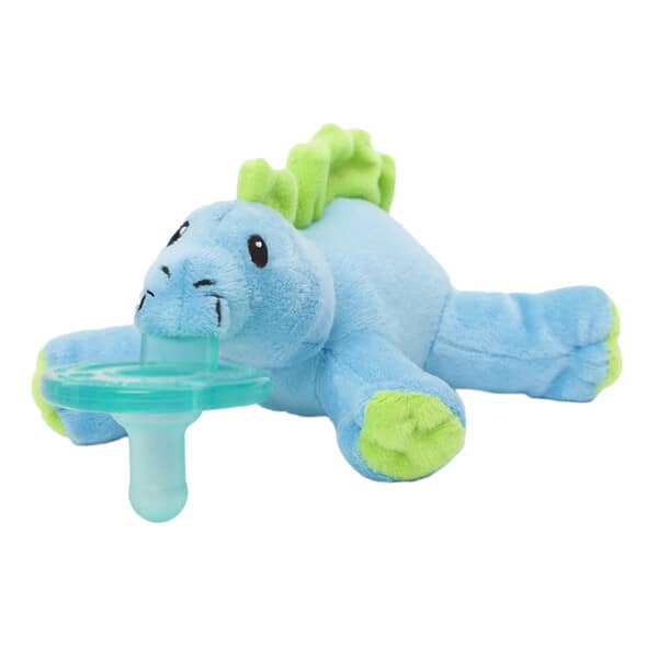 WubbaNub‏, Infant Pacifier, Bright Baby Dino, 0-6 Months, 1 Pacifier