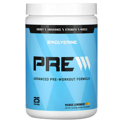 Swolverine, Pre-Workout, Advanced Pre-Workout Formula, Mango Lemon Flavor, 1 lb (457 g)
