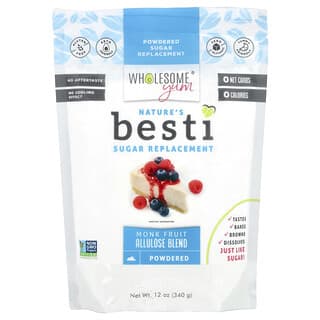 Wholesome Yum, Nature's Besti, Sustituto del azúcar en polvo, Mezcla de alulosa de fruto del monje, 340 g (12 oz)