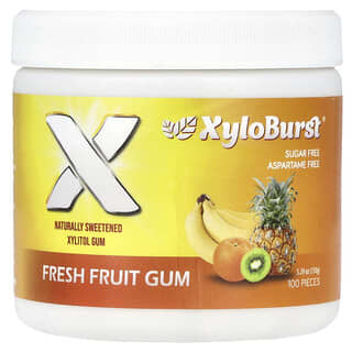 Xyloburst, Chewing-gum au xylitol, Fruits frais, 150 g, 100 pièces