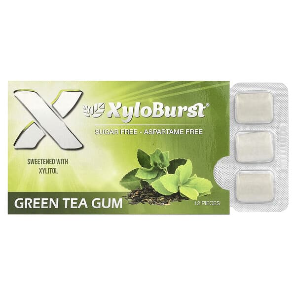 Xyloburst, 木糖醇口香糖，綠茶味，12 片