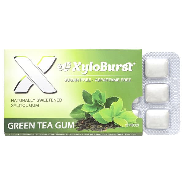 Xyloburst, 木糖醇口香糖，綠茶味，12 片