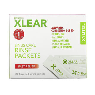Xlear, Pacotes de Enxágue para Cuidados com os Seios Nasais, Alívio Rápido, 20 contagens, 6 g Cada