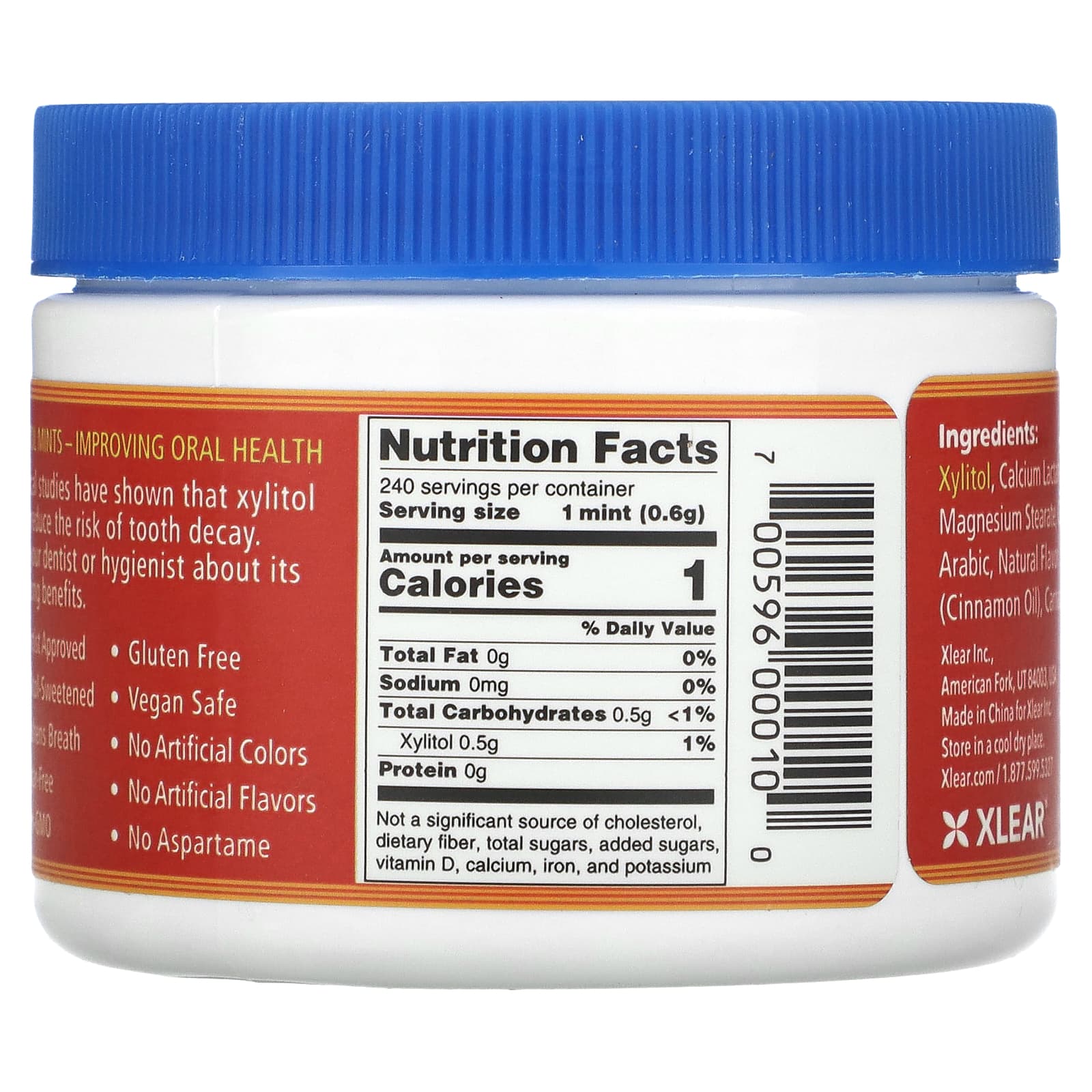 Xlear spry cinnamon mints sugar free 240 count