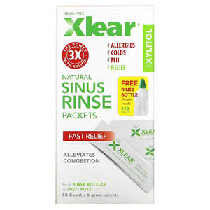 Xlear, Paquetes de enjuague sinusal natural, Alivio rápido, 50 unidades, 6 g cada uno