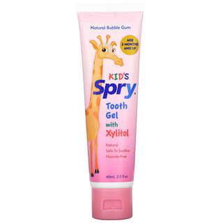 Xlear‏, Kid's Spry, Tooth Gel with Xylitol, 3 Months and Up, Natural Bubble Gum, 2.0 fl oz (60 ml)