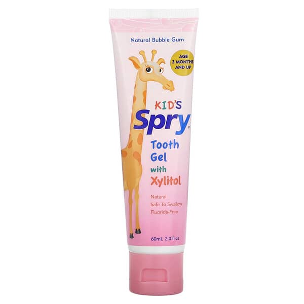 Xlear, Kid's Spry, Tooth Gel with Xylitol, 3 Months and Up, Natural Bubble Gum, 2.0 fl oz (60 ml)