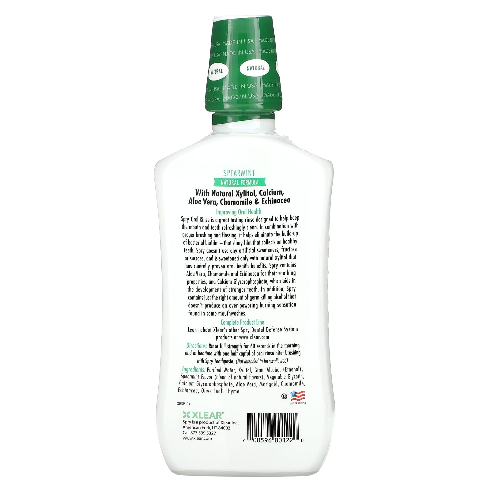 Xlear, Spry, Oral Rinse, Natural Spearmint, 16 fl oz (473 ml) (Discontinued Item) 