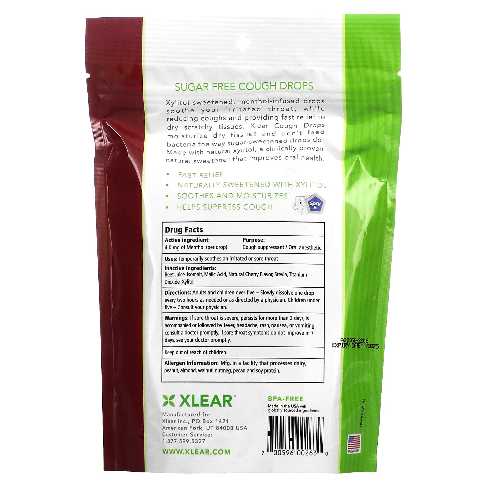 Xlear, Sugar Free Cough Drops, Black Cherry, 30 Drops