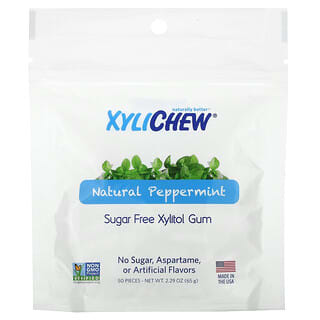 XyliDENT, Chewing-gum sans sucre au xylitol, Menthe poivrée naturelle, 50 pièces, 65 g
