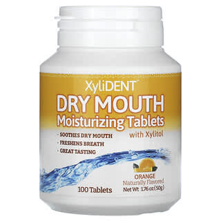 XyliDENT, Feuchtigkeitsspendende Tabletten für den trockenen Mund mit Xylit, Orange, 100 Tabletten