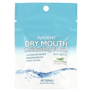 XyliDENT, Compresse idratanti per la bocca secca con xilitolo, Wintergreen, 40 compresse