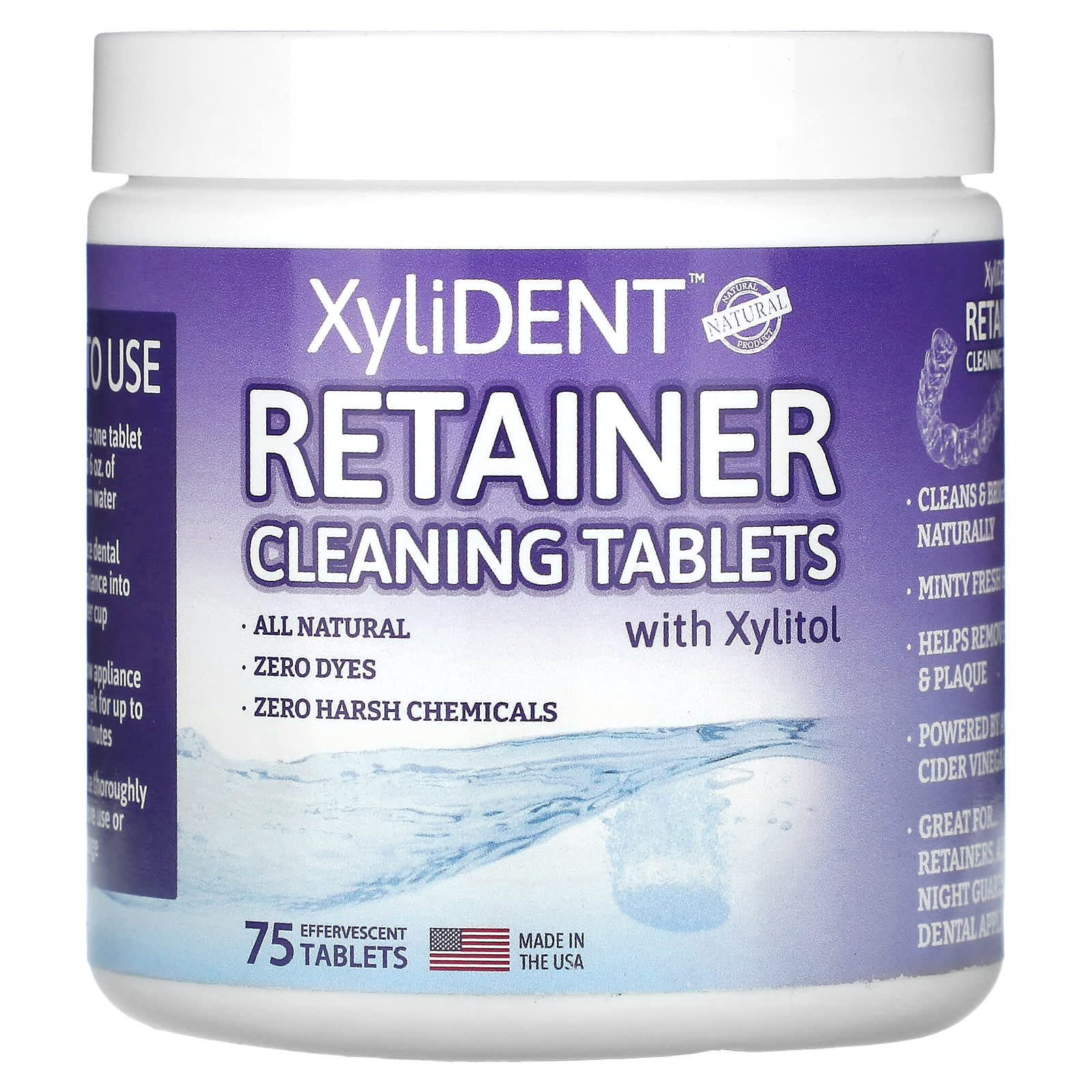 XyliDENT, Retaining Cleaning Tablets with Xylitol , 75 Effervescent Tablets