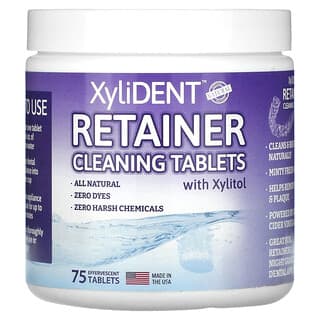 XyliDENT, Retenção de Comprimidos de Limpeza com Xilitol, 75 Comprimidos Efervescentes