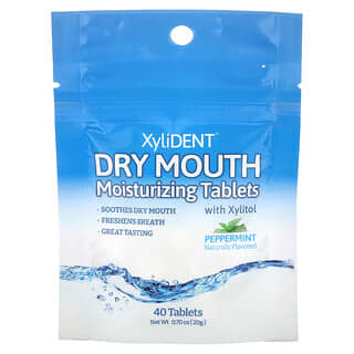 XyliDENT, Comprimidos humectantes para la boca seca con xilitol, Menta`` 40 comprimidos, 20 g (0,70 oz)