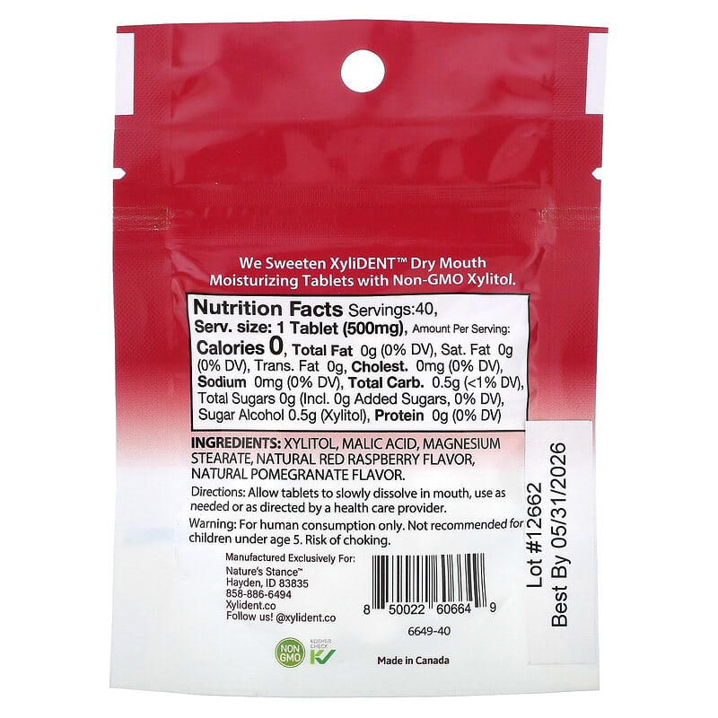 キシリトール配合、Dry Mouth Moisturizing Tablets、ザクロ
