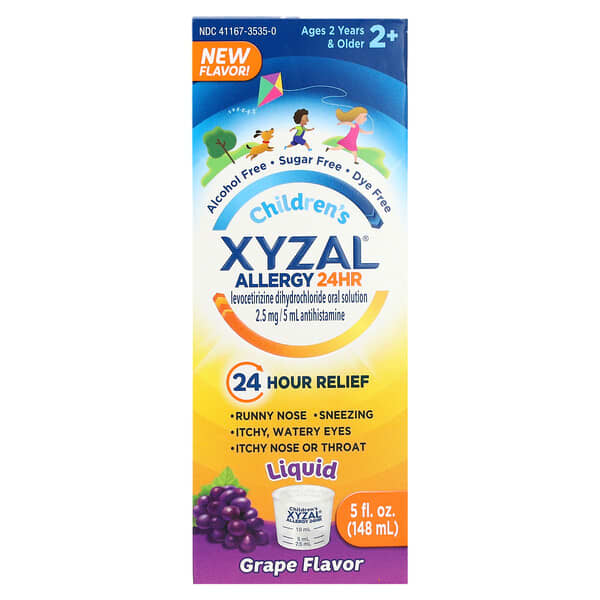 Xyzal, Children's Allergy 24 HR สำหรับเด็กอายุ 2 ปีขึ้นไป รสองุ่น ขนาด 5 ออนซ์ (148 มล.)