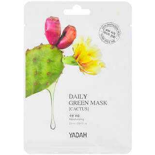 Yadah, Daily Green Mask, ежедневная тканевая маска с кактусом, 25 мл (0,84 жидк. унции)