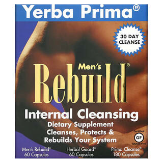 Yerba Prima, Purificateur interne pour hommes Men's Rebuild, programme en 3 étapes, 3 flacons