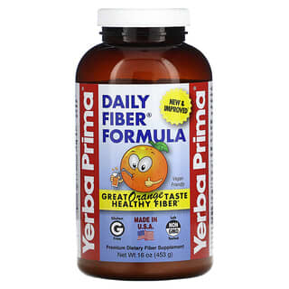 Yerba Prima, Daily Fiber, пищевая клетчатка для ежедневного приема, со вкусом апельсина, 453 г (16 унций)