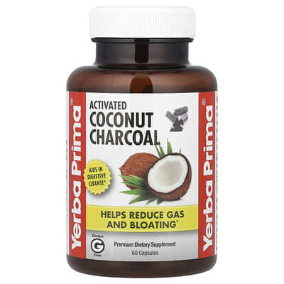 Yerba Prima, Activated Coconut Charcoal, 60 Capsules (130 mg per Capsule)