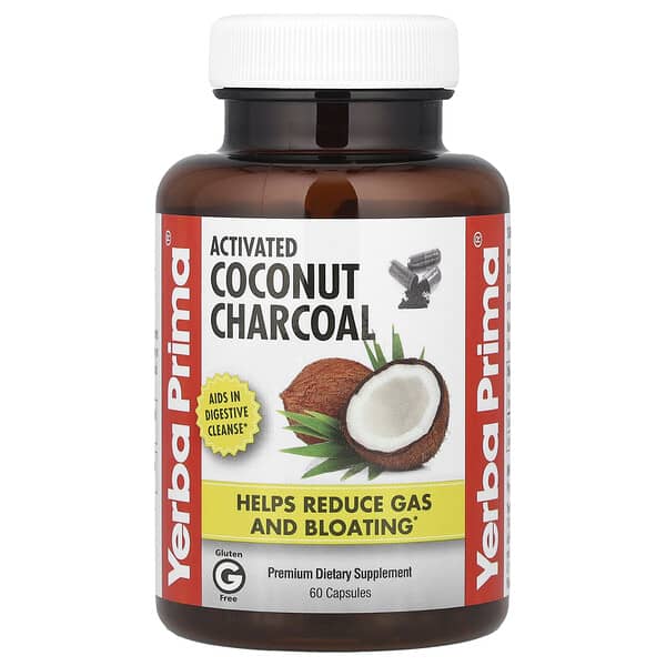 Yerba Prima, 活性椰子炭，60 粒膠囊（每粒膠囊 130 毫克）