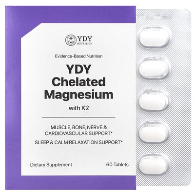 YDY, Chelated Magnesium and Vitamin K2, 60 Tablets
