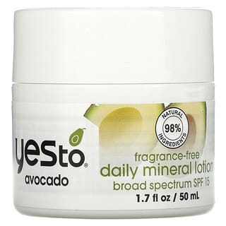 Yes To, Daily Mineral Lotion, SPF 15, Avocado, Fragrance-Free, 1.7 fl oz (50 ml)