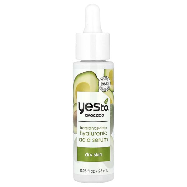 Yes To, Fragrance Free Hyaluronic Acid Serum, Dry Skin, Avocado, 0.95 fl oz (28 ml)