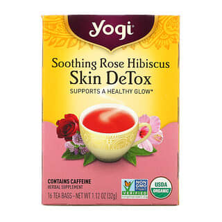 Yogi Tea, Skin DeTox, Rose et hibiscus apaisants, 16 sachets de thé, 32 g