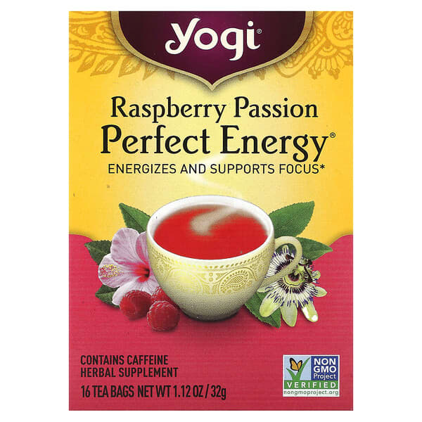 Yogi Tea, Perfect Energy, Raspberry Passion, 16 Tea Bags, 1.12 oz (32 g)