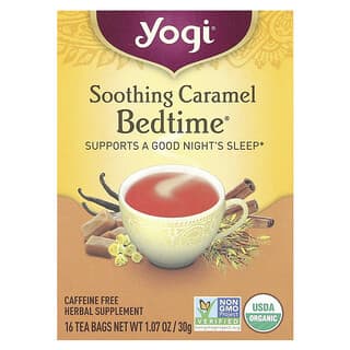 Yogi Tea, Bedtime, успокаивающая карамель, без кофеина, 16 чайных пакетиков, 30 г (1,07 унций)