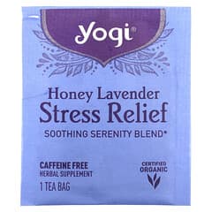 Yogi Tea, Stress Relief, мед и лаванда, без кофеина, 16 чайных пакетиков, 29 г (1,02 унции)